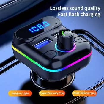 Автомобильный FM-передатчик Модулятор Bluetooth 5.0 Комплект громкой связи Автомобильный аудио MP3-плеер Поддержка U-диска TF-карты Авто Dual USB 4.2A Быстрое зарядное устройство