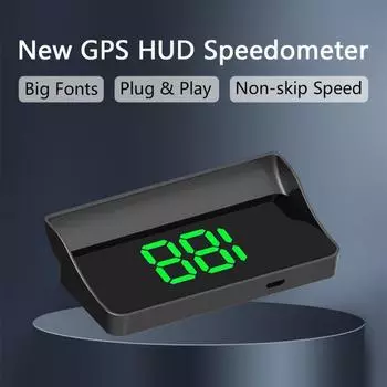 Автомобильный HUD Дисплей GPS Цифровой проектор на лобовое стекло Измеритель скорости Спидометр с 4-дюймовым светодиодом
