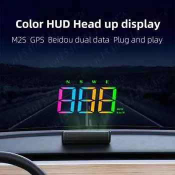 Автомобильный HUD Head Up Display Plug & Play M2S GPS Спидометр Спидометр на лобовое стекло Проектор HUD Универсальные электронные аксессуары чёрный