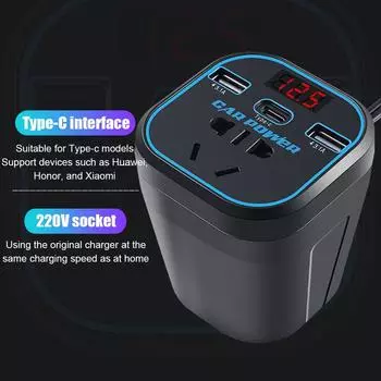 Автомобильный инвертор 12 В 24 В 220 В преобразователь Type-C USB автомобильное зарядное устройство для телефона QC 3.1A инвертор 12 В 220 В