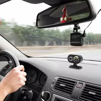 Автомобильный компас Ball Car Dash Compass с датчиком температуры Навигация Пеший туризм Указатель направления Шаровой мини-кар гид чёрный