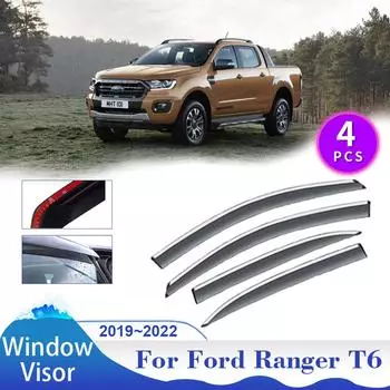 Автомобильный козырек для Ford Ranger T6 P375 PX Arquus Trigger VT4 2019~2024, дымовые завесы, солнцезащитные козырьки, наружные аксессуары прозрачный