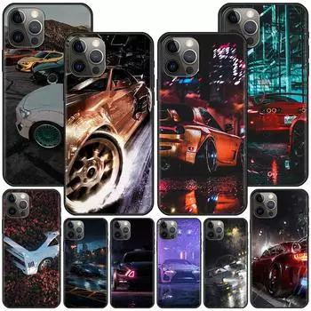 Автомобильный крутой чехол для Apple Iphone 14 11 13 12 Pro Max Xr 7 8 + Se 2020 Xs 6 6s Plus 5 5S, черный силиконовый чехол для мобильного телефона iPhone 6 6s