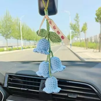 Автомобильный кулон ручной работы в форме ландыша, автомобильный кулон, креативный автомобильный кулон с зеркалом заднего вида, женские модные автомобильные аксессуары 25cm розовый