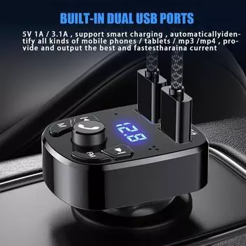 Автомобильный MP3-плеер Автомагнитола Handsfree Car 2 USB 3.1A Быстрое зарядное устройство Автомобильный Handsfree Bluetooth-совместимый 5.0 FM-передатчик Модулятор A