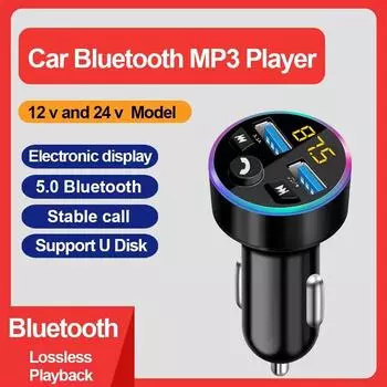 Автомобильный MP3-плеер Bluetooth-приемник FM-передатчик модулятор автомобильный беспроводной Bluetooth 5.0 USB быстрое зарядное устройство музыкальный комплект Hands Free для автомобиля чёрный