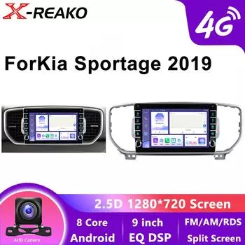 Автомобильный мультимедийный видеоплеер Автомагнитола android для Kia Sportage 4 QI KX5 2018 2019 2020 2021 Carplay GPS 4G 8Core navi Стерео Головное Устройство 8 core 4GB+64GB