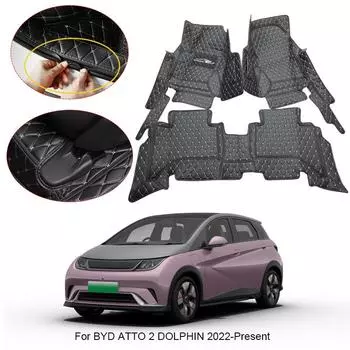 Автомобильный напольный коврик с 3D объемным звуком для BYD ATTO 2 DOLPHIN 2022-2025, защитные подкладки для ног, ковер, водонепроницаемый аксессуар из искусственной кожи