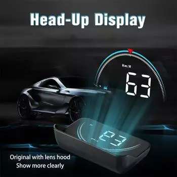 Автомобильный OBD2 Head Up Display OBD Hud Цифровой спидометр Красочный проектор на лобовое стекло чёрный