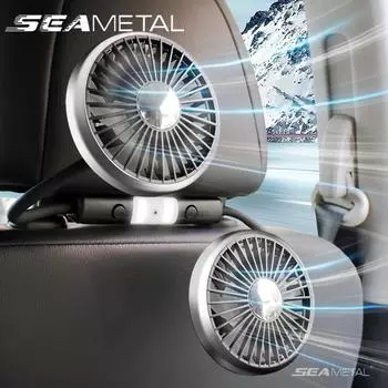 Автомобильный охлаждающий вентилятор SEAMETAL USB с вращающейся на 360 ° двойной головкой, 3-скоростной регулируемый задний воздушный вентилятор для грузовика 1pc чёрный