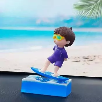 Автомобильный орнамент Surf Boy Симпатичный центральный пульт управления приборной панелью Симпатичный светящийся креативный орнамент Автомобильные аксессуары Интерьерная фигурка