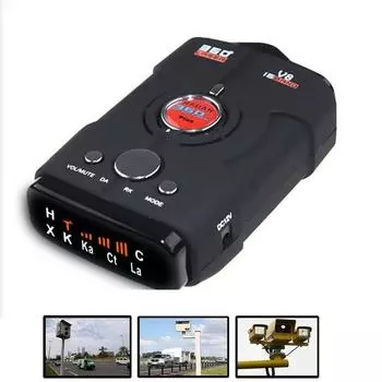 Автомобильный радар-детектор Mini 16 Full Bands XK NK Ku Ka Laser VG-2 Автомобильный детектор чёрный