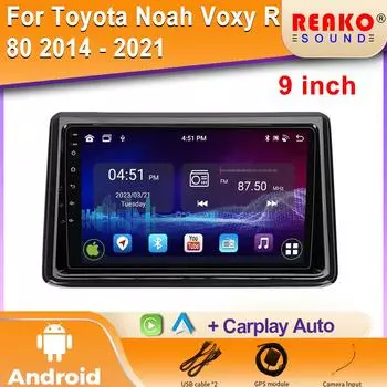 Автомобильный Радио Мультимедиа Видео Плеер Навигация Android Беспроводной Для Toyota Noah Voxy R80 2014 - 2021 Универсальный GPS WiFi 4 core 1GB+32GB carplay