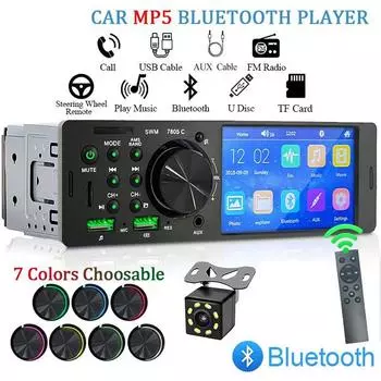 Автомобильный радиоприемник 1 Din 4,1 дюйма с сенсорным экраном Bluetooth стерео Mp5-плеер FM-приемник с красочным светом