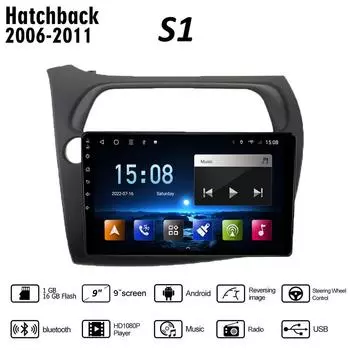 Автомобильный радиоприемник для Honda Civic Hatchback 2006-2011 9-дюймовый Android автомобильный мультимедийный видеоплеер автомобильный стерео радио GPS-навигация WIFI 1 + 16 ГБ