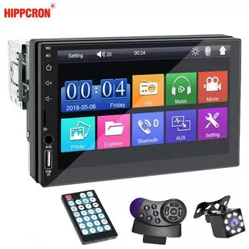 Автомобильный радиоприемник Hippcron, MP5-плеер, 1 Din, Bluetooth HD, 7 дюймов, сенсорный экран, мультимедиа, FM ISO, мощность, дополнительный вход, Bluetooth, USB, зеркальная связь Radio Only