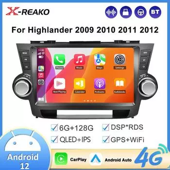 Автомобильный радиоприемник REAKOSOUND 2din для Toyota Highlander 2009 2010 2011 2012 10 дюймов, автомобильный мультимедийный плеер на Android, Wi-Fi, GPS, стереоплеер, Bluetooth