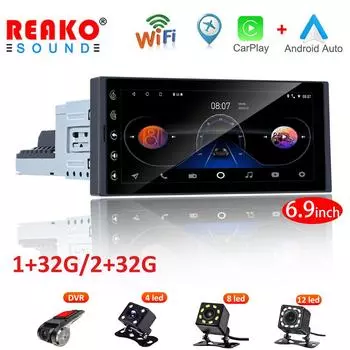 Автомобильный радиоприемник REAKOSOUND Andriod 11, стерео, авторадио, 1 Din, 6,9 дюйма, автомобильный мультимедийный плеер, GPS, Bluetooth, Wi-Fi, USB, FM MirrorLin