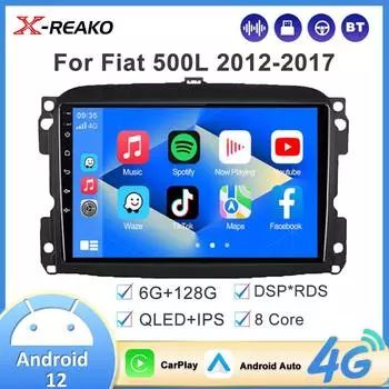 Автомобильный радиоприемник REAKOSOUND, стерео, GPS, мультимедийный плеер, 2 DIN, Wi-Fi, CarPlay, авто, Android, Bluetooth, сенсорный экран для Fiat 500L 2012-2017