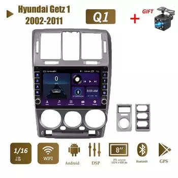 Автомобильный радиоприемник с Wi-Fi, стерео мультимедиа для Hyundai Getz 1 2002-2011 с кнопкой Android 2Din GPS Navi Auto 1 + 16 ГБ 1+16GB