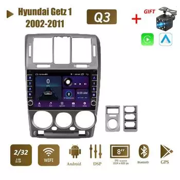 Автомобильный радиоприемник с Wi-Fi, стерео мультимедиа для Hyundai Getz 1 2002-2011 с кнопочной ручкой Android 2Din GPS Navi Carplay Auto 2 + 32 ГБ 1+16GB