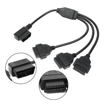 Автомобильный удлинительный кабель OBD2 L-образный адаптер OBD2 Кабель-разветвитель OBD2 L-образной формы Расширьте порт OBD2 до трех