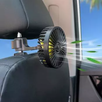 Автомобильный USB-вентилятор с одной/двумя головками, охлаждающий воздушный вентилятор с независимым переключателем, 3-скоростной, регулируемый на 360 градусов автоматический вентилятор для подголовника заднего сиденья