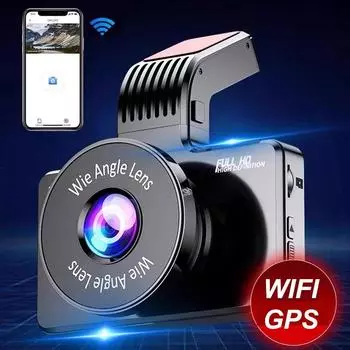 Автомобильный видеорегистратор IPS Wi-Fi Авто GPS Регистратор Видеокамера 1080P FHD
