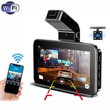 Автомобильный видеорегистратор IPS Wi-Fi с двумя объективами и GPS-камерой