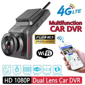 Автомобильный видеорегистратор с двумя объективами, HD 1080P, видеорегистратор с функцией ночного видения, приложением G-сенсора и дистанционным управлением, видеорегистратор, автомобильный видеорегистратор, камера None чёрный