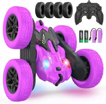 Автомобиль с дистанционным управлением, радиоуправляемые автомобили Stunt RC Car Toys Новые модернизированные полосы света и фары Автомобильные игрушки Двусторонний вращающийся на 360 ° 4WD Rc Drift Truck