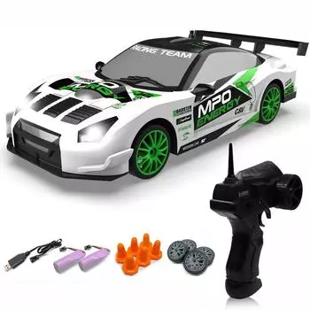 Автомобиль с дистанционным управлением RC Drift Car 2,4 ГГц 1:24 масштаба 4WD 15 км/ч, высокоскоростная модель автомобиля, светодиодные фонари, шины для дрифтинга, гоночный спортивный игрушечный автомобиль
