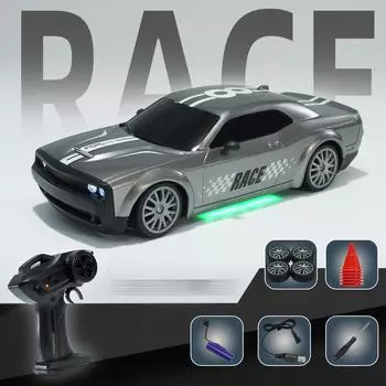 Автомобиль с дистанционным управлением RC Drift Car 2,4 ГГц 1:20 масштаб 4WD 20 км/ч высокоскоростной автомобиль со светодиодными огнями дрейфующие шины игрушечные машинки для взрослых мальчиков девочек чёрный