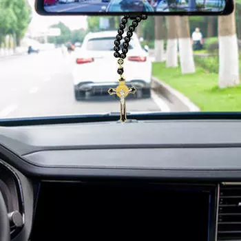 Автомобиль Зеркало Заднего Вида Кулон Висячие Украшения Фэн Шуй Декор Крест Шарм Бусины Висячие