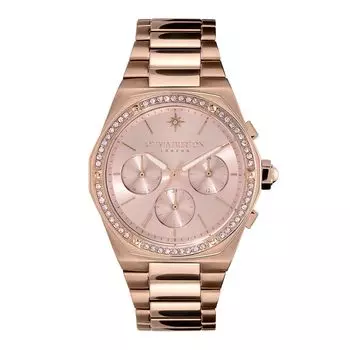 Авторизованный дилер [OLIVIA BURTON] Часы Olivia Burton женские спортивные роскошные 38 мм Hexa многофункциональные светло-розовые и гвоздично-золотистые часы-браслет