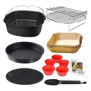 Аксессуары для фритюрницы Square Air Fryer 9 дюймов, для Cosori Ninja Phillips Tower Pot Tefal Etc 5.6-7.5L Deep Basket Airfryer CHINA