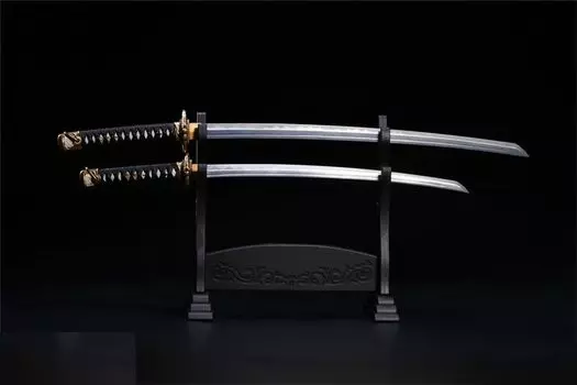Аксессуары для тяжелой промышленности LOGSHANJINSHU Металлический меч для японского самурая Японский меч Учикатана B [TOYBARJAPAN] 1/6 Фигурки/Рюдзан чёрный