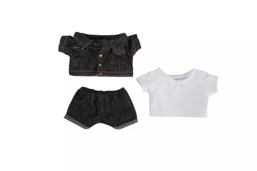 AXLUCE Plush Clothes 20cm Plush Doll with Denim and - Jacket, Pants, T-Shirt (Black)