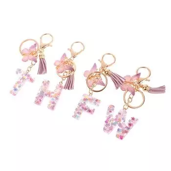 AZ Dreamy Sequin Letters Брелок для женщин Подвеска-бабочка с кисточками Инициал Брелок для кошелька Подвеска для сумок Амулеты Автомобильный брелок
