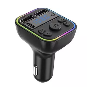 B5 Автомобильный Bluetooth Hands-free Автомобильный Mp3 Автомобильная FM-карта Автомобильный Mp3 FM-передатчик PD Type-C Dual USB 3.1A чёрный