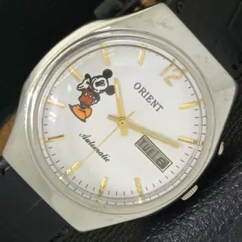 Б/У МУЖСКИЕ ЧАСЫ ORIENT AUTOMATIC 46943 JAPAN DAY&DATE С БЕЛЫМ ЦИФЕРБЛАТОМ a432214-2 R110-a432214