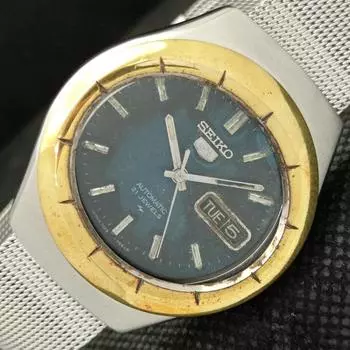 Б/у мужские часы SEIKO 5 7019A, старые, автоматические, с оригинальным циферблатом, произведенные в Японии, a416111-2 R10621f-a416111