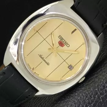 Б/У мужские часы SEIKO 5 AUTOMATIC 7019A DATE JAPAN GOLDEN DIAL WATCH a427846-2 R1054-a427846