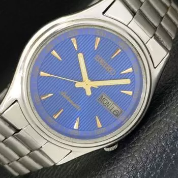 Б/у оригинальные старинные автоматические мужские часы SEIKO из Японии с синим циферблатом a433284-2 R115-a433284