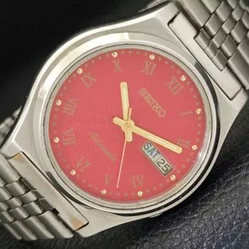 Б/у оригинальные старинные автоматические мужские часы SEIKO из Японии с красным циферблатом a433313-2 R115-a433313