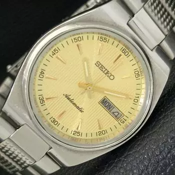 Б/у оригинальные старинные автоматические мужские часы SEIKO из Японии с золотым циферблатом a433889-2 R119-a433889