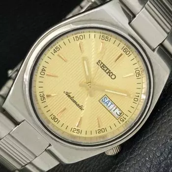 Б/у оригинальные старинные автоматические мужские часы SEIKO из Японии с золотым циферблатом a433888-2 R119-a433888