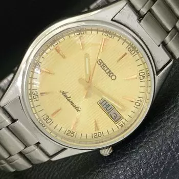 Б/у оригинальные старинные автоматические мужские часы SEIKO из Японии с золотым циферблатом a433296-2 R115-a433296