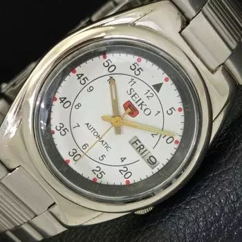Б/У оригинальные старинные мужские часы SEIKO 5 с автоподзаводом из Японии с белым циферблатом a433700-2 R118-a433700