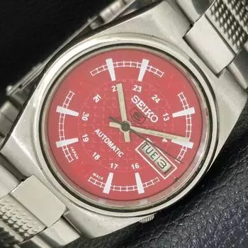 Б/у оригинальные винтажные часы SEIKO 5 AUTOMATIC 6309A из Японии мужские с красным циферблатом a433698-2 R118-a433698